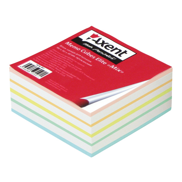 Бумага Axent “Elite Mix” 8017-A для заметок, 90х90х40 мм, проклееная, цветная