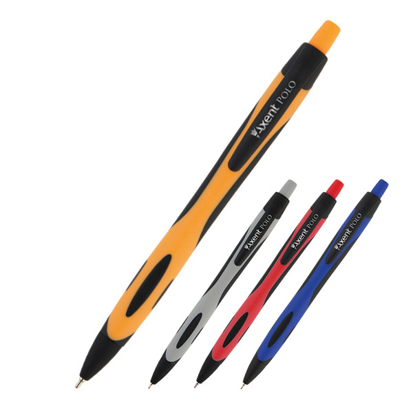 Ручка масляная Axent автоматическая Polo, синий 0,7мм, разноцветный корпус