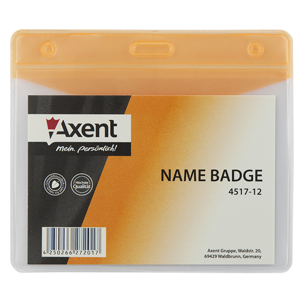 Бейдж Axent 4517-12-A горизонтальный, матовый, оранжевый, 100х70 мм