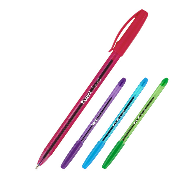 Ручка масляная Axent Line, синий 0,7мм, цветной корпус