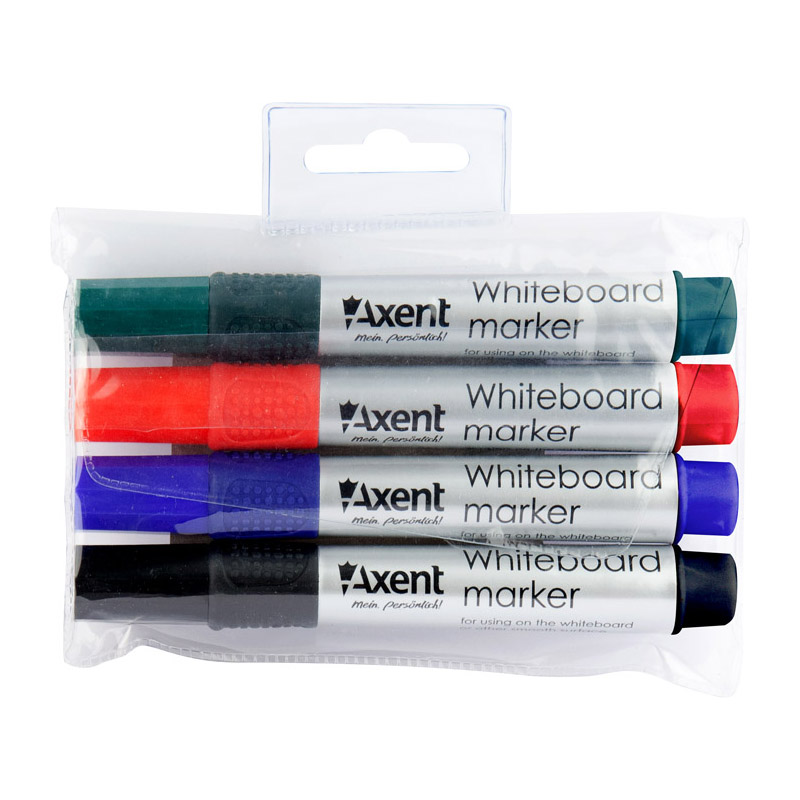 Маркер Axent Whiteboard 2551-40-A, 2 мм, круглый, набор из 4 цветов