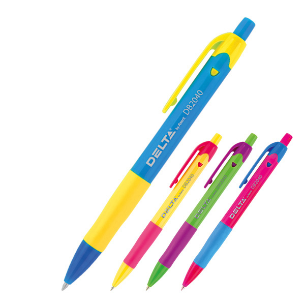 Ручка шариковая Delta автоматическая DB2040, синий, 0,7мм, разноцветный корпус