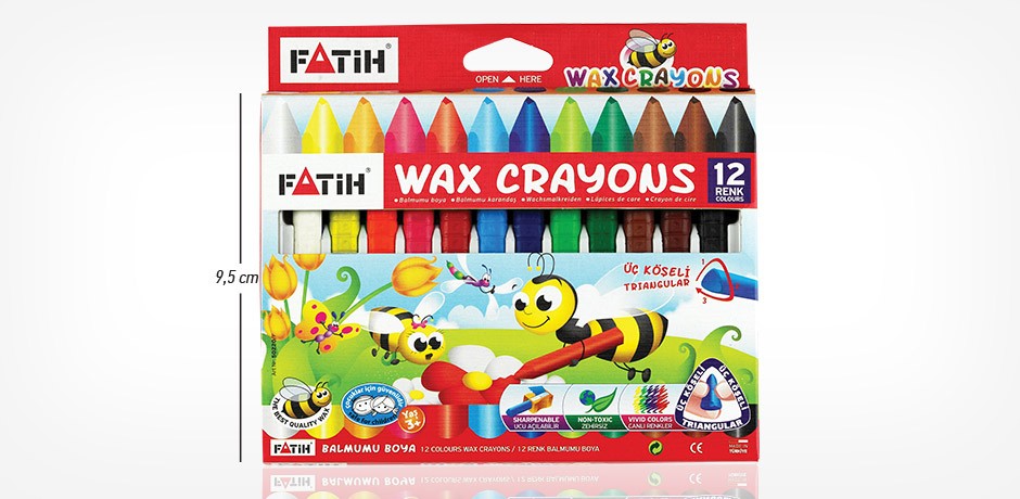карандаш 9,5см "FATIH" WAX CRAYONS - 12 цветов