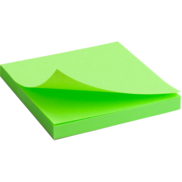 Блок бумаги Axent 2414-12-A с липким слоем, 75x75 мм, 80 листов, неоновый зелёный
