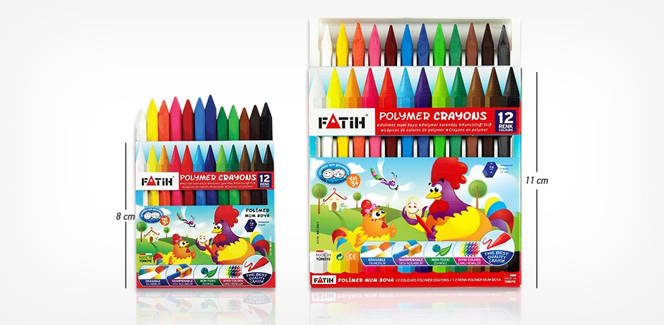 карандаш полимерные 8-11cm "FATIH" - POLYMER CRAYONS 12 цветов
