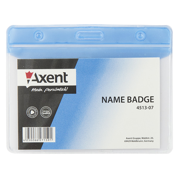 Бейдж Axent 4513-07-A горизонтальный, матовый, голубой, 83х52 мм