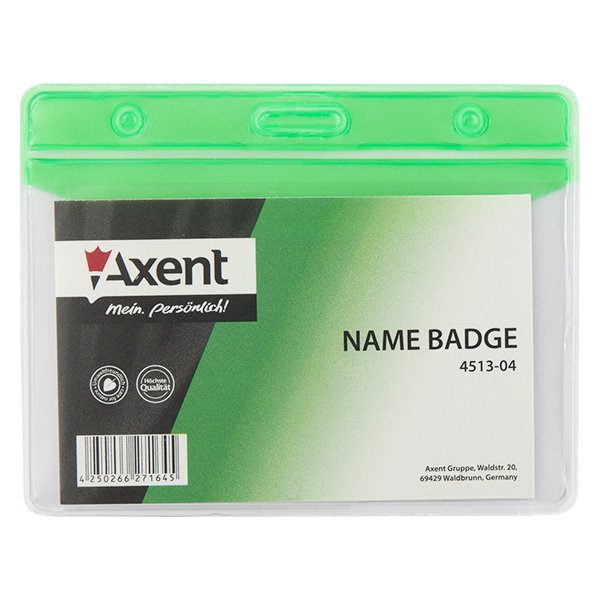 Бейдж Axent 4513-04-A горизонтальный, матовый, зеленый, 83х52 мм