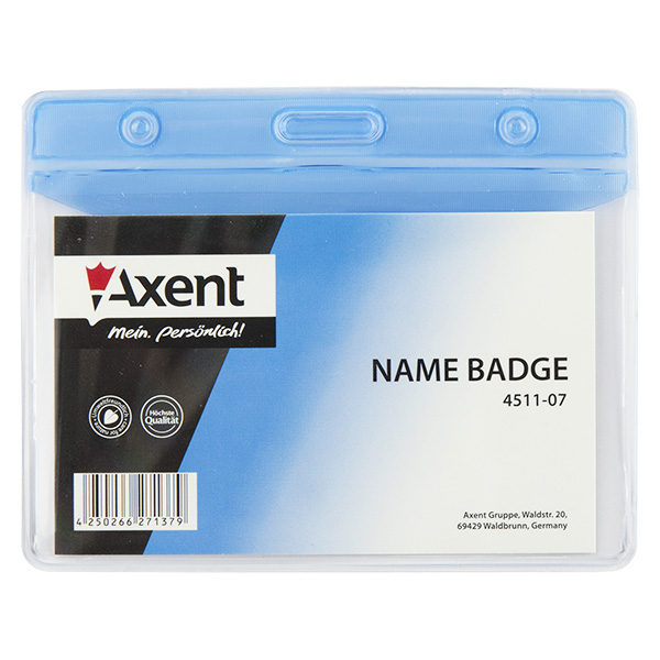 Бейдж Axent 4511-07-A горизонтальный, глянцевый, голубой, 83х52 мм