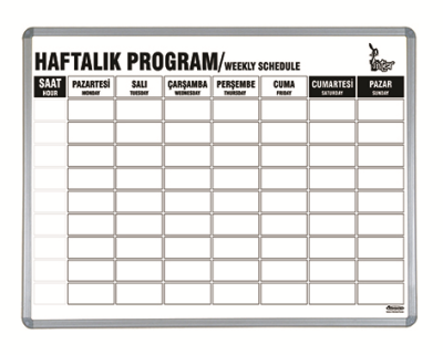 Письменная доска для еженедельный график (Inter Yazi Tahtasi 45*60 Haftalik Program) Int-740