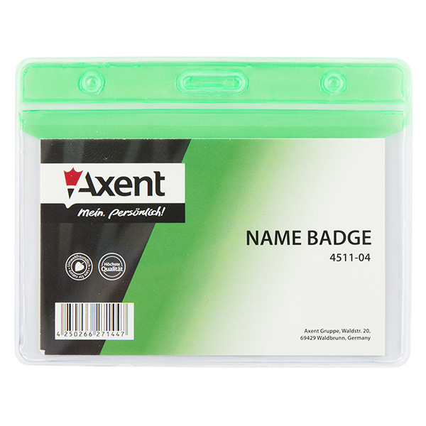 Бейдж Axent 4511-04-A горизонтальный, глянцевый, зеленый, 83х52 мм