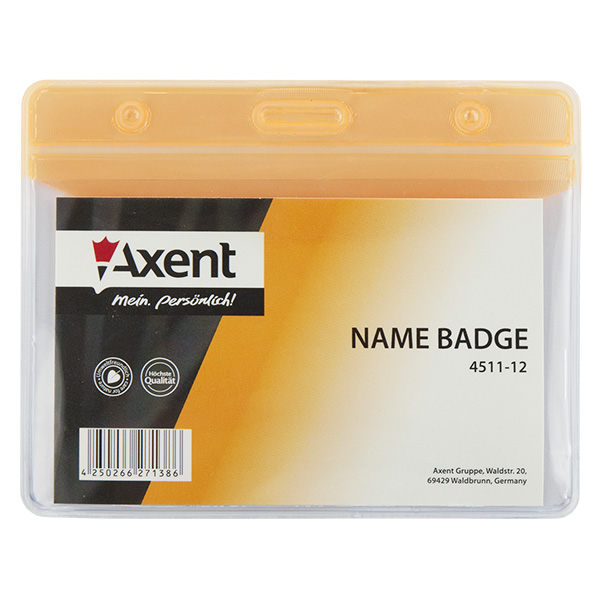 Бейдж Axent 4511-12-A горизонтальный, глянцевый, оранжевый, 83х52 мм