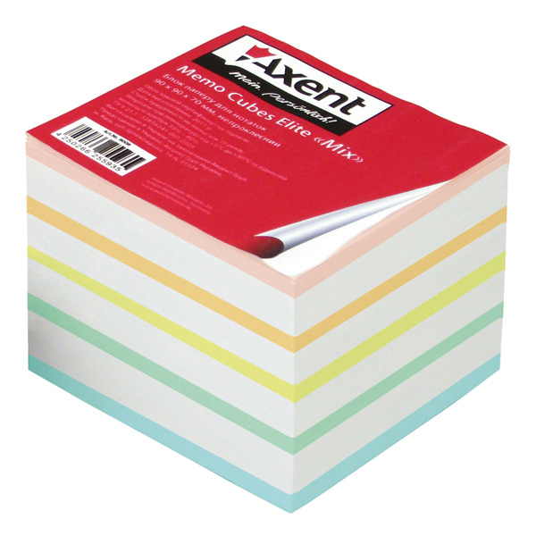 Бумага Axent “Elite Mix” 8018-A для заметок, 90х90х70 мм, непроклееная, цветная