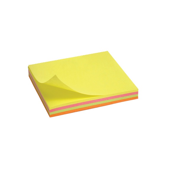 Блок бумаги Axent 2325-02-A с липким слоем 75x75 мм, 100 листов, неоновые цвета