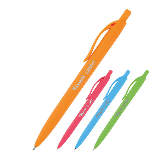 Ручка масляная Axent автоматическая Сolibri, синий 0,7мм, цветной корпус