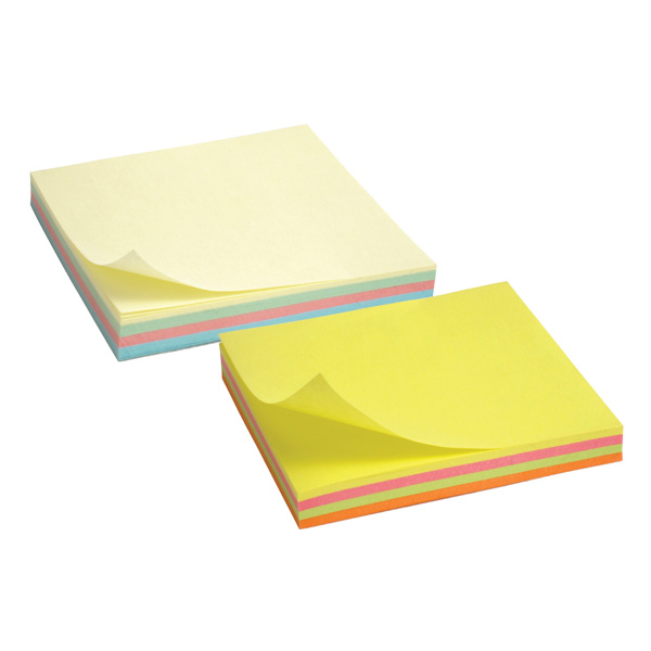 Блок бумаги Axent 2325-A с липким слоем 75x75мм, 100 листов, неоновые и пастельные цвета