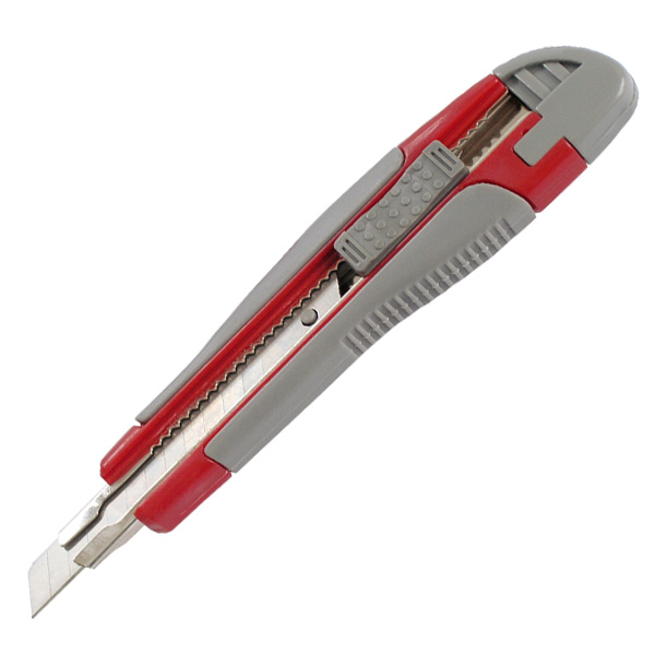 Нож канцелярский с металлическими направляющими, резиновые вставки, лезвие 9мм