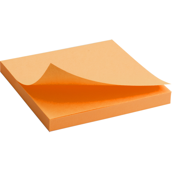 Блок бумаги Axent 2414-15-A с липким слоем, 75x75 мм, 80 листов, неоновый оранжевый